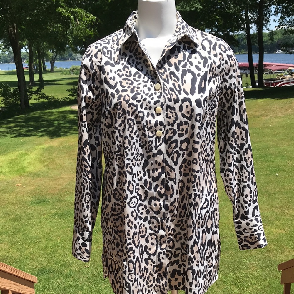 NWT Chico No Iron animal print shirt M